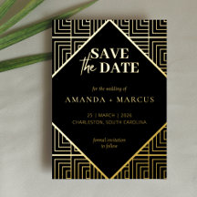 Modern Elegant Art Deco Geometric Save the Date