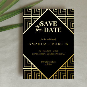 Modern Elegant Art Deco Geometric Save the Date