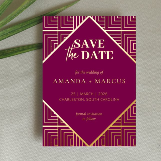 Modern Elegant Art Deco Geometric Save the Date (Creator Uploaded)