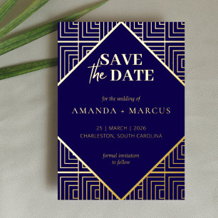 Modern Elegant Art Deco Geometric Save the Date