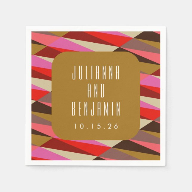 Modern Elegant Art Deco Geometric Wedding Custom  Napkin (Front)
