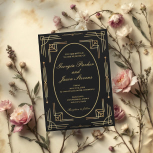 Modern Elegant Art Deco Wedding Invitation 