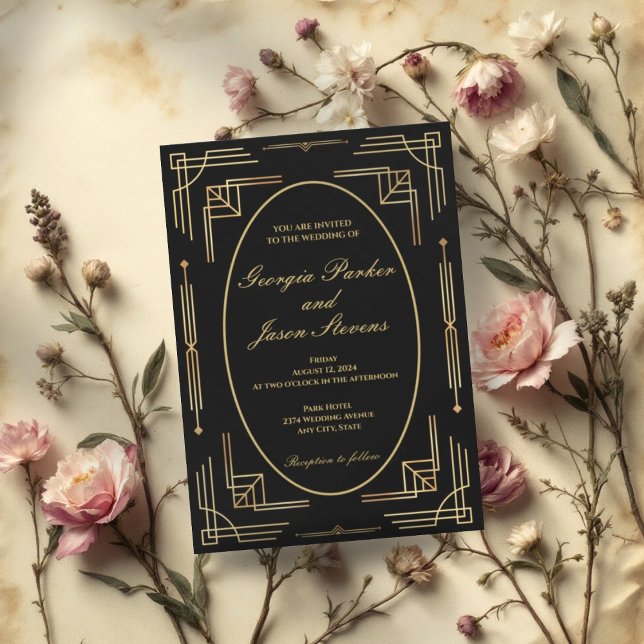 Modern Elegant Art Deco Wedding Invitation  (Creator Uploaded)