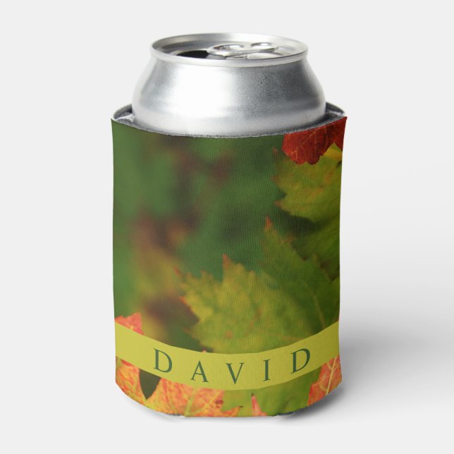 Modern Elegant Autumn Leaves Can Cooler (Can Front)