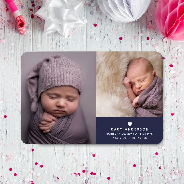 Modern Elegant Baby Boy Photo Birth Announcement Magnet (Creator Uploaded)