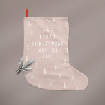 modern elegant baby first christmas beige small christmas stocking<br><div class="desc">Baby's First Christmas holiday design. Hand drawn christmas tree pattern with space for babies name,  year and photograph and other details on the back. Beige,  natural colorway.part of a collection.</div>