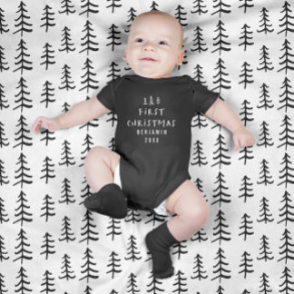 modern elegant baby first christmas bodysuit