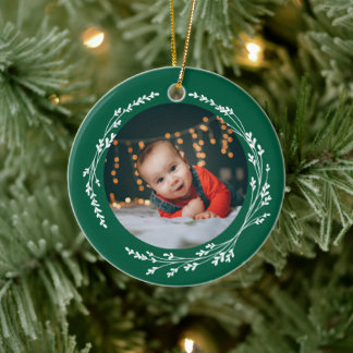 Modern Elegant Baby First Christmas Green Ceramic Tree Decoration