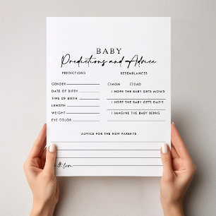 Modern Elegant Baby Predictions and Advice Cards