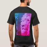 Modern Elegant Back Print Pop Art Lion Head Men's T-Shirt<br><div class="desc">Modern Elegant Back Print Pop Art Lion Head Template Add Your Own Text Men's Basic Black Dark T-Shirt.</div>