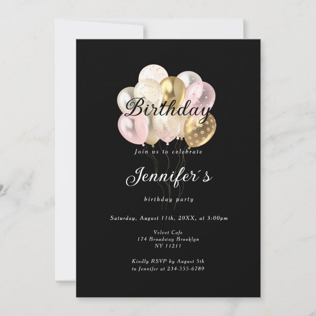 Modern, elegant balloon invitation (Front)