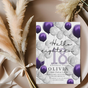 Modern Elegant Balloons 18th Birthday Party  Invitation