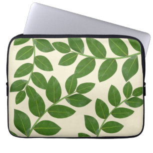 Modern & Elegant Bay Leaves on Ivory Laptop Sleeve
