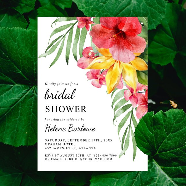 Modern Elegant Beach Tropical Bridal Shower Invitation (Modern Elegant Beach Tropical Bridal Shower Invitation)
