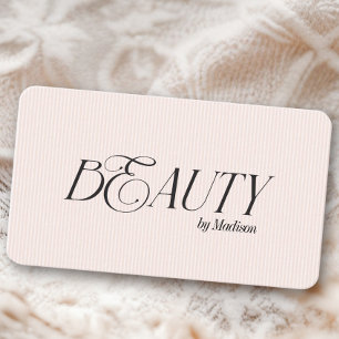 Modern Elegant Beauty Feminine Blush Pink Stripes Business Card