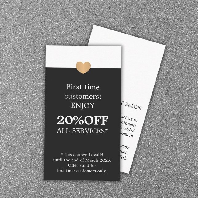 Modern Elegant Beauty Salon First Time Discount Card (Creator Uploaded)