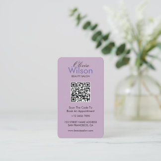 Modern Elegant beauty Salon monogrammed QR code Business Card