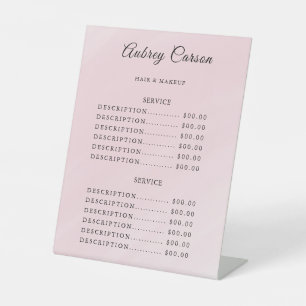 Modern Elegant Beauty Salon Price List Pedestal Sign