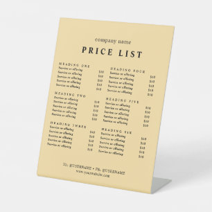 Modern Elegant Beauty Salon Price List Pedestal Sign