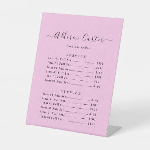 Modern Elegant Beauty Salon Price List Pedestal Sign