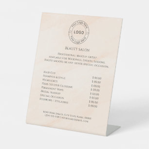 Modern Elegant Beauty Salon Price List Pedestal Sign