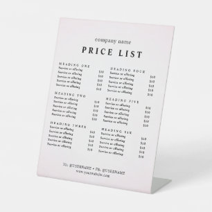 Modern Elegant Beauty Salon Price List Pedestal Sign