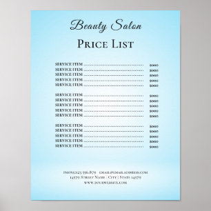 Modern Elegant Beauty Salon Price List Poster