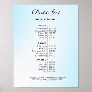 Modern Elegant Beauty Salon Price List Poster