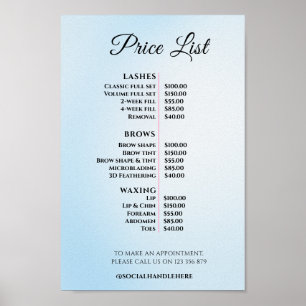 Modern Elegant Beauty Salon Price List Poster