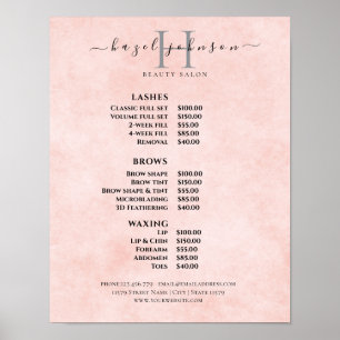 Modern Elegant Beauty Salon Price List Poster