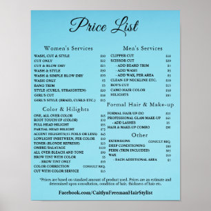 Modern Elegant Beauty Salon Price List Poster