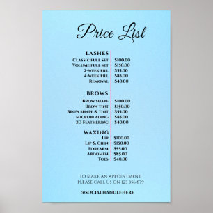 Modern Elegant Beauty Salon Price List Poster