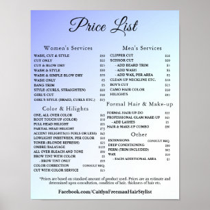 Modern Elegant Beauty Salon Price List Poster