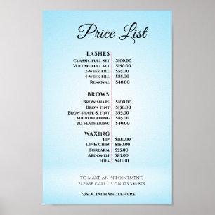 Modern Elegant Beauty Salon Price List Poster