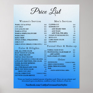 Modern Elegant Beauty Salon Price List Poster