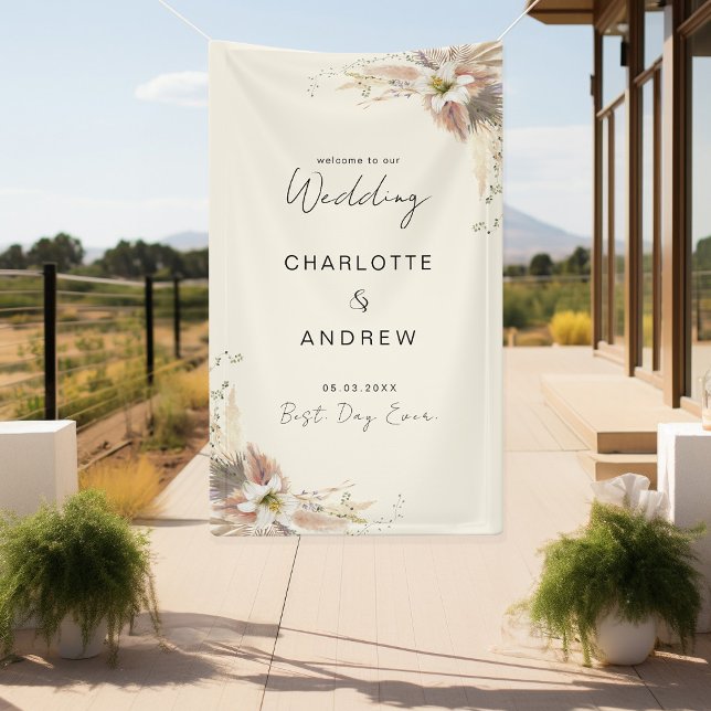 Modern, elegant, beige boho wedding  banner (Creator Uploaded)