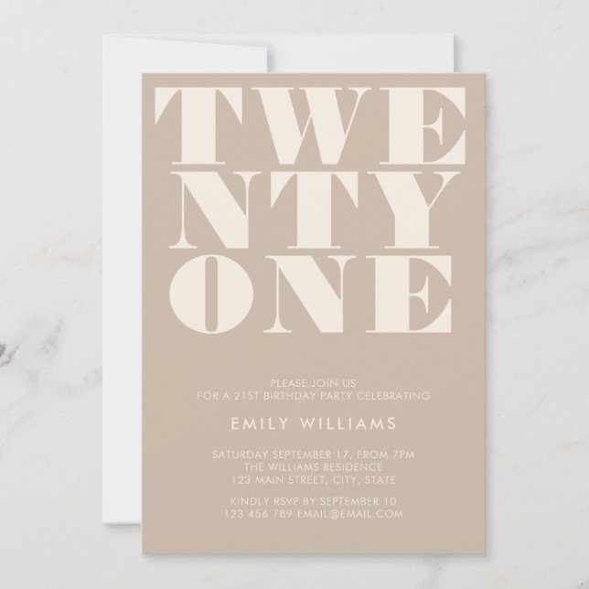 Modern Elegant Beige Bold Typography Invitation (Front)