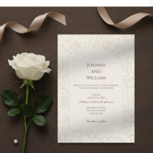 Modern elegant beige brown wedding Invitation