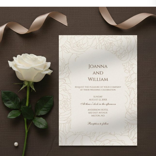 Modern elegant beige brown wedding Invitation (Creator Uploaded)