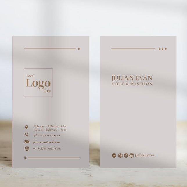 Modern Elegant Beige Social Media LinkedIn Business Card (Creator Uploaded)