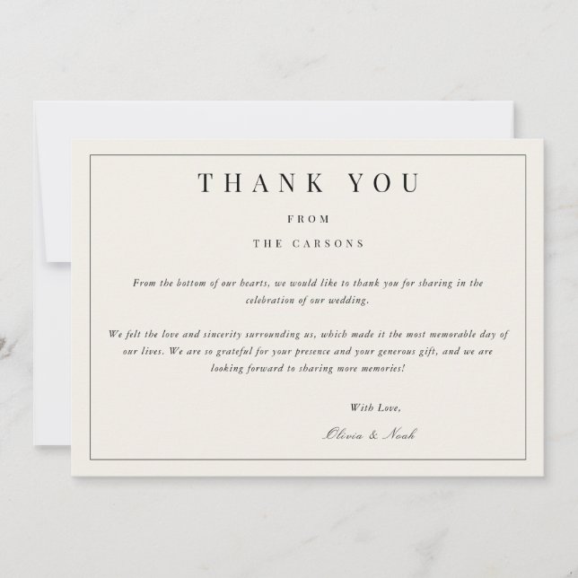 Modern & Elegant beige Thank you Card (Front)