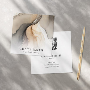 Modern Elegant Beige Watercolor Square Business Card