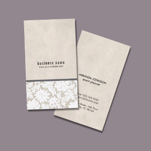 Modern Elegant Beige White Lace Event Planner Business Card