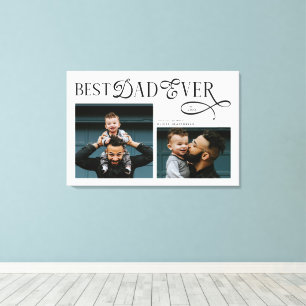 Modern Elegant Best Dad Ever 2 Photos Fathers Day Canvas Print
