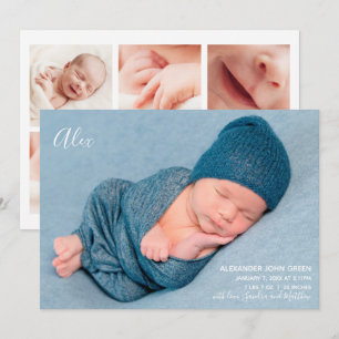 Modern Elegant Birth Announcement Photo Card