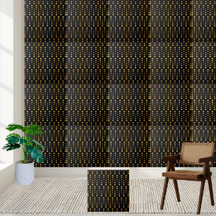 Modern Elegant Black and Gold Geometric Hexagon Tile