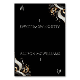 Modern Elegant Black and Gold Poultry Table Number