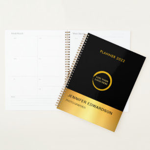 Modern elegant black and gold professional planner