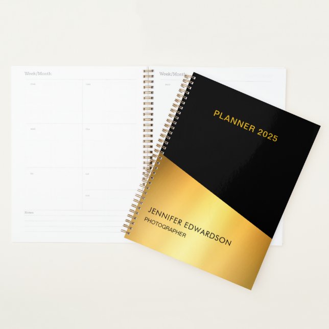 Modern elegant black and gold professional planner (Display)