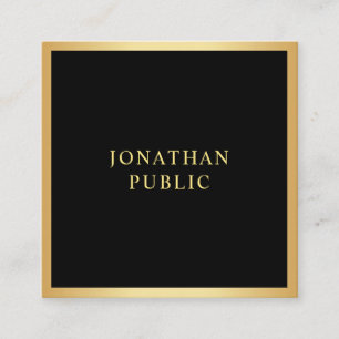 Modern Elegant Black And Gold Template Simple Square Business Card